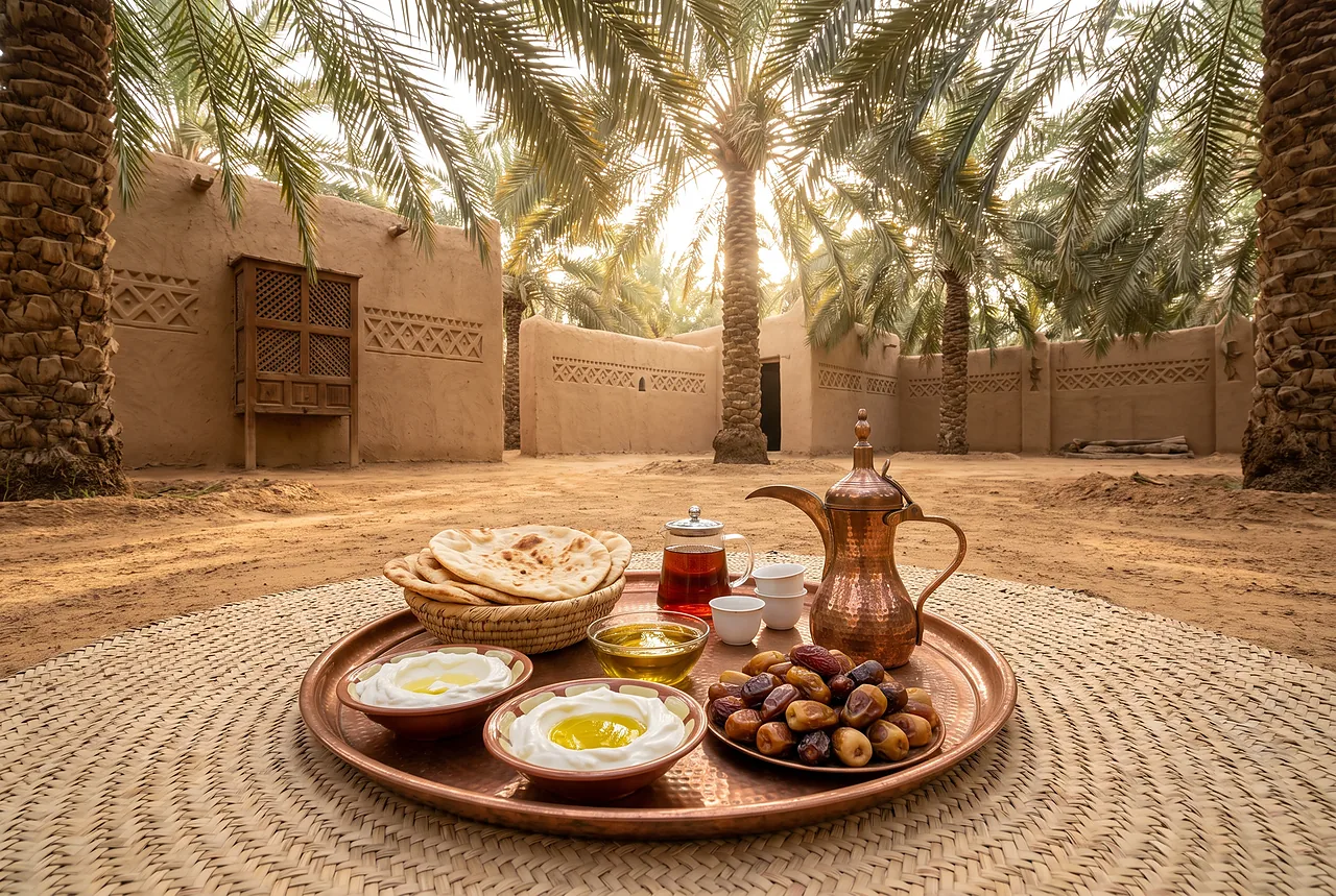 فطور في مزرعة نخيل