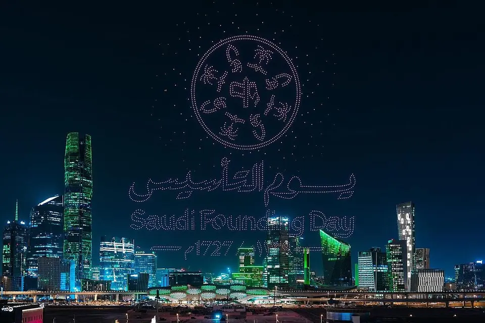 Drones lit up the Riyadh sky in a breathtaking display to celebrate Saudi Founding Day.