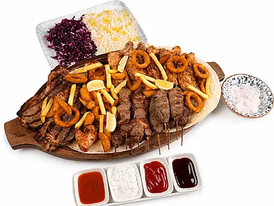 Assorted kebab platter for five at Zohid Kebab Madinah
